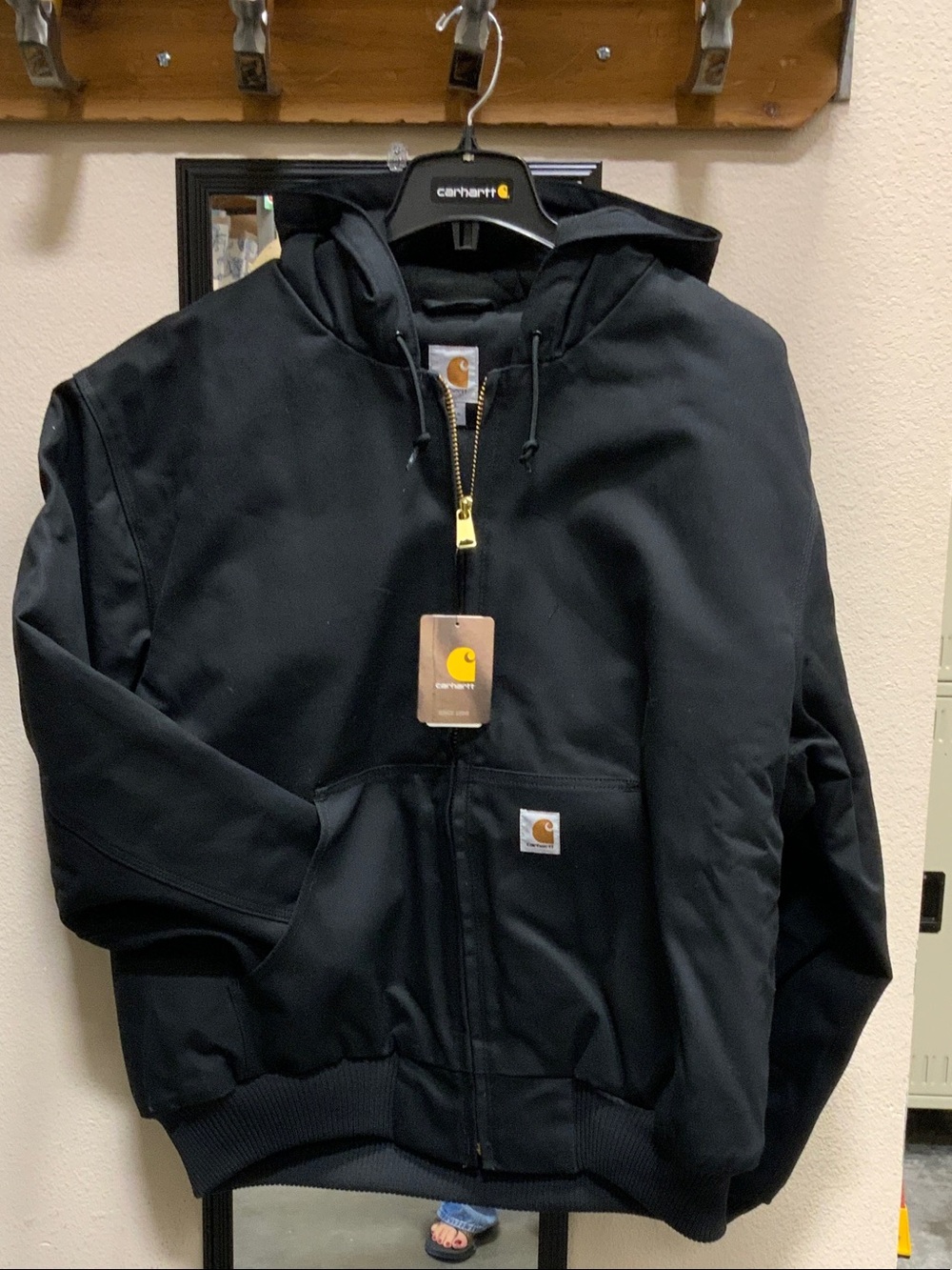 Carhartt Black Hooded Zip-Front Work Jacket